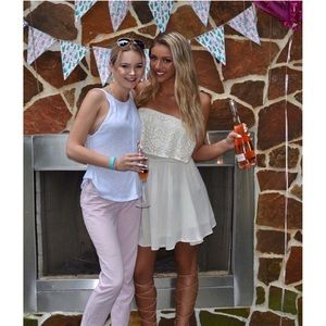 *WORN ONCE* Cream Dress with Crochet Style Top